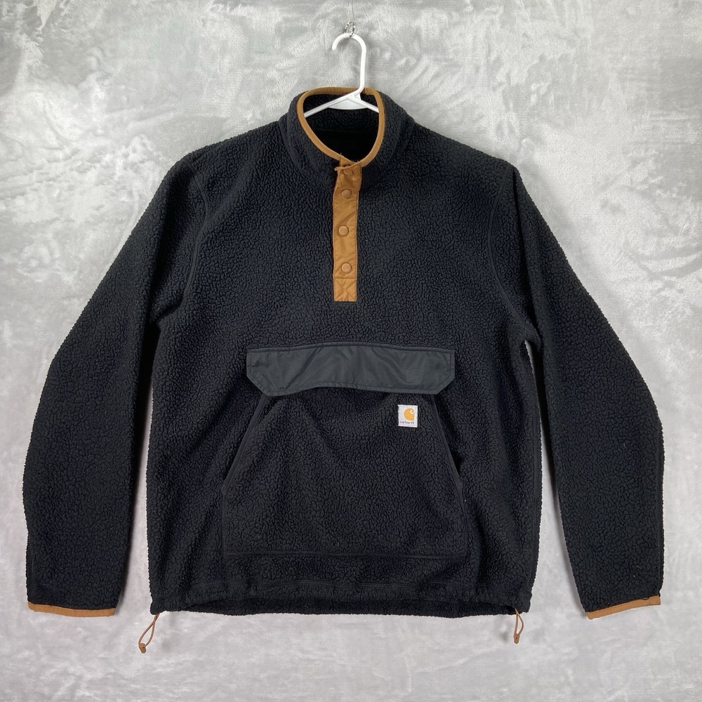 Carhartt Jacket Mens Large Tall Relaxed Fit Fleece Snap Front Anorak OJ4991-M